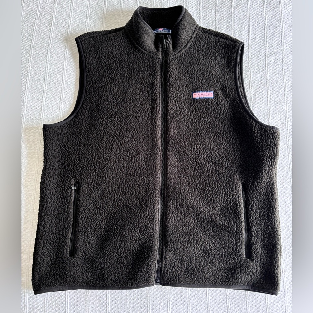 VINEYARD VINES Men’s black fleece full zip jacket XL
